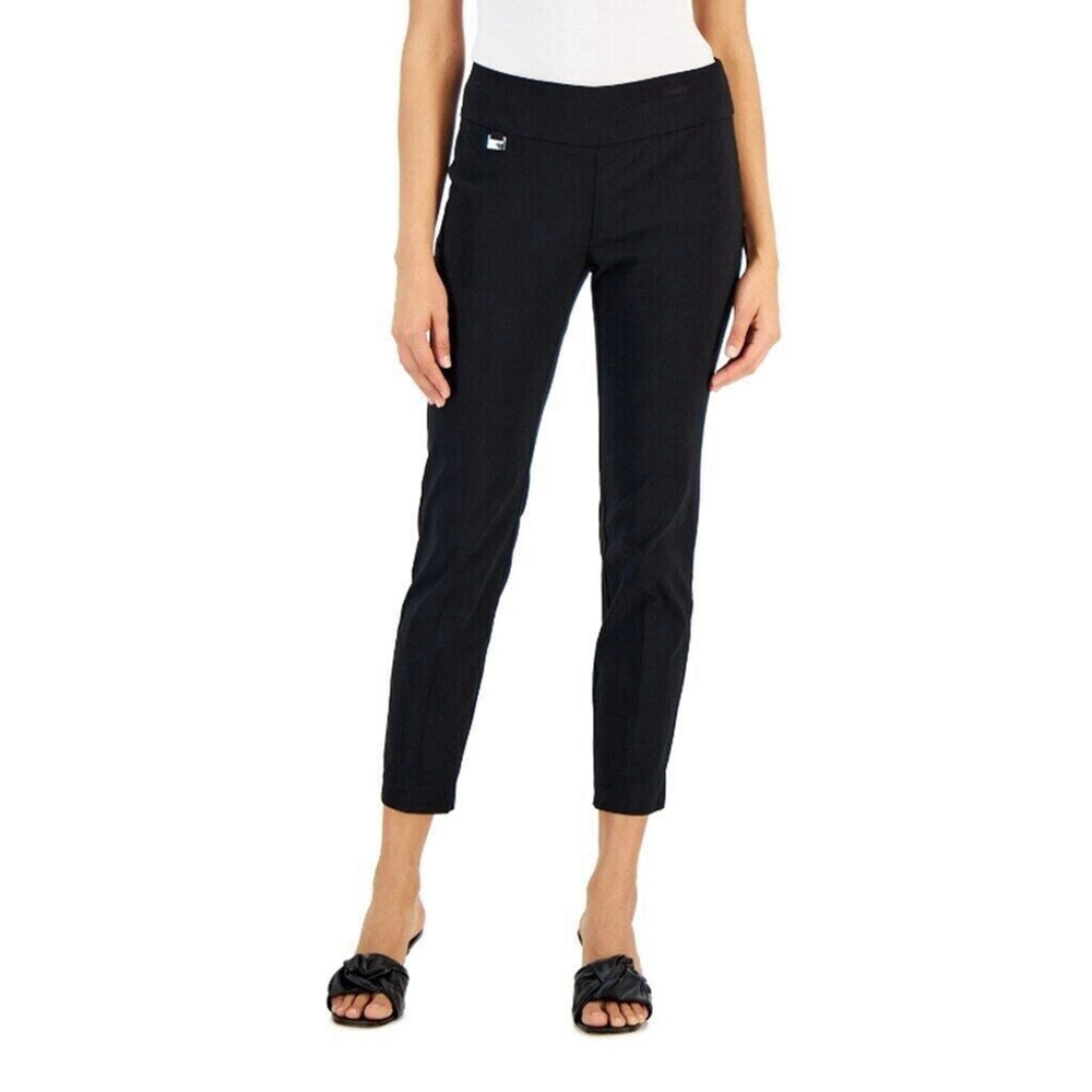 Alfani 16 Petite Black Tummy-Control Pull-On Cropped Skinny Dress Pants NWT